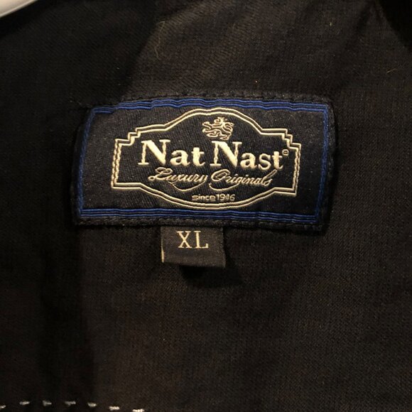 Nat Nast Hawiian Print Silk Blend Button Up SS Shirt Sz XL Mens Navy Blue - Picture 3 of 8